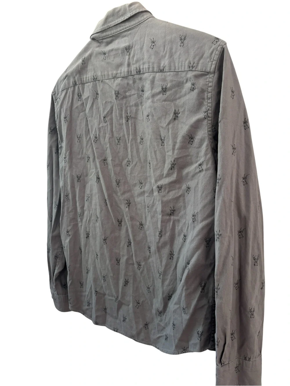 Banana Republic Deer Western Flannel‎ Luxe Button Down Mens Size Medium Grey